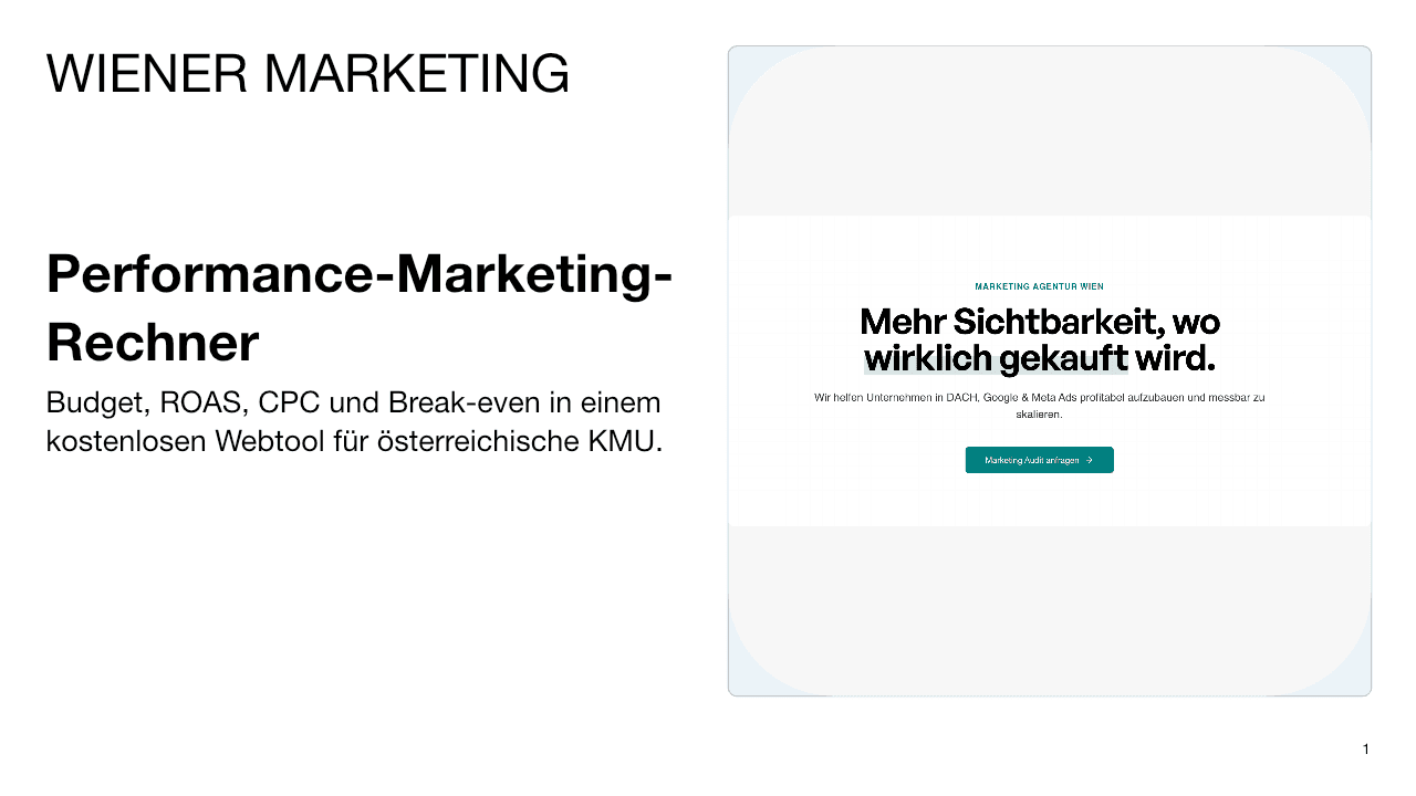 Wiener Marketing Performance Calculator screenshot 0